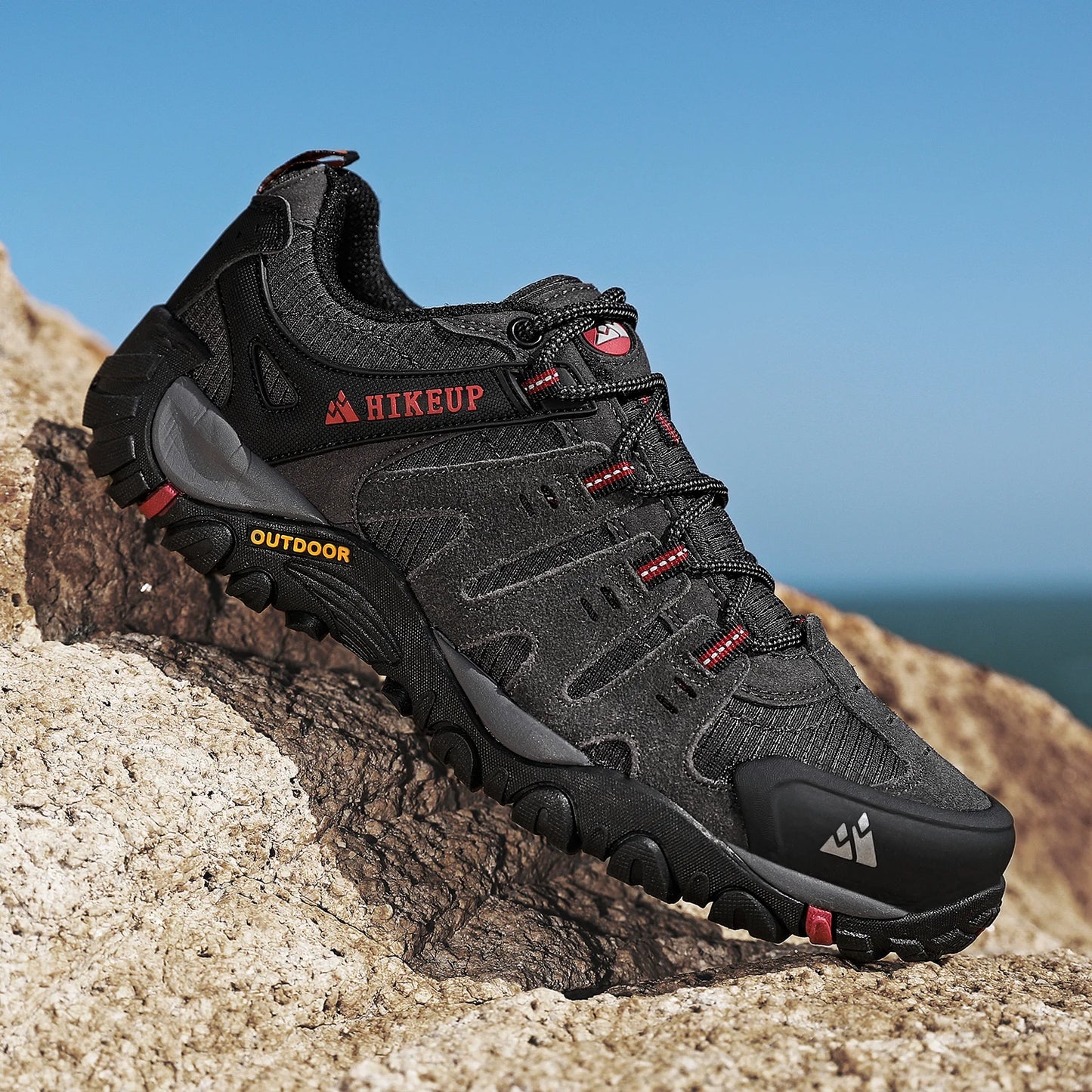 HIKEUP chaussures de randonnée pour hommes chaussures d'extérieur en daim et cuir résistant à l'usure hommes Trekking marche chasse baskets tactiques