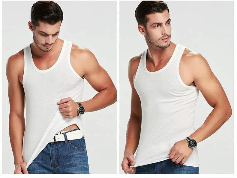 1 Pack de débardeurs en coton pour hommes, quatre saisons, style simple, pour adolescents, sport, fitness, t-shirt décontracté sans manches pour hommes d'âge moyen