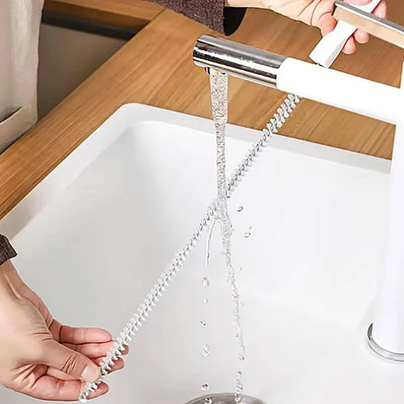 1 brosse de nettoyage pour évier, déboucheur flexible pour éviers et canalisations, pour salle de bain et cuisine