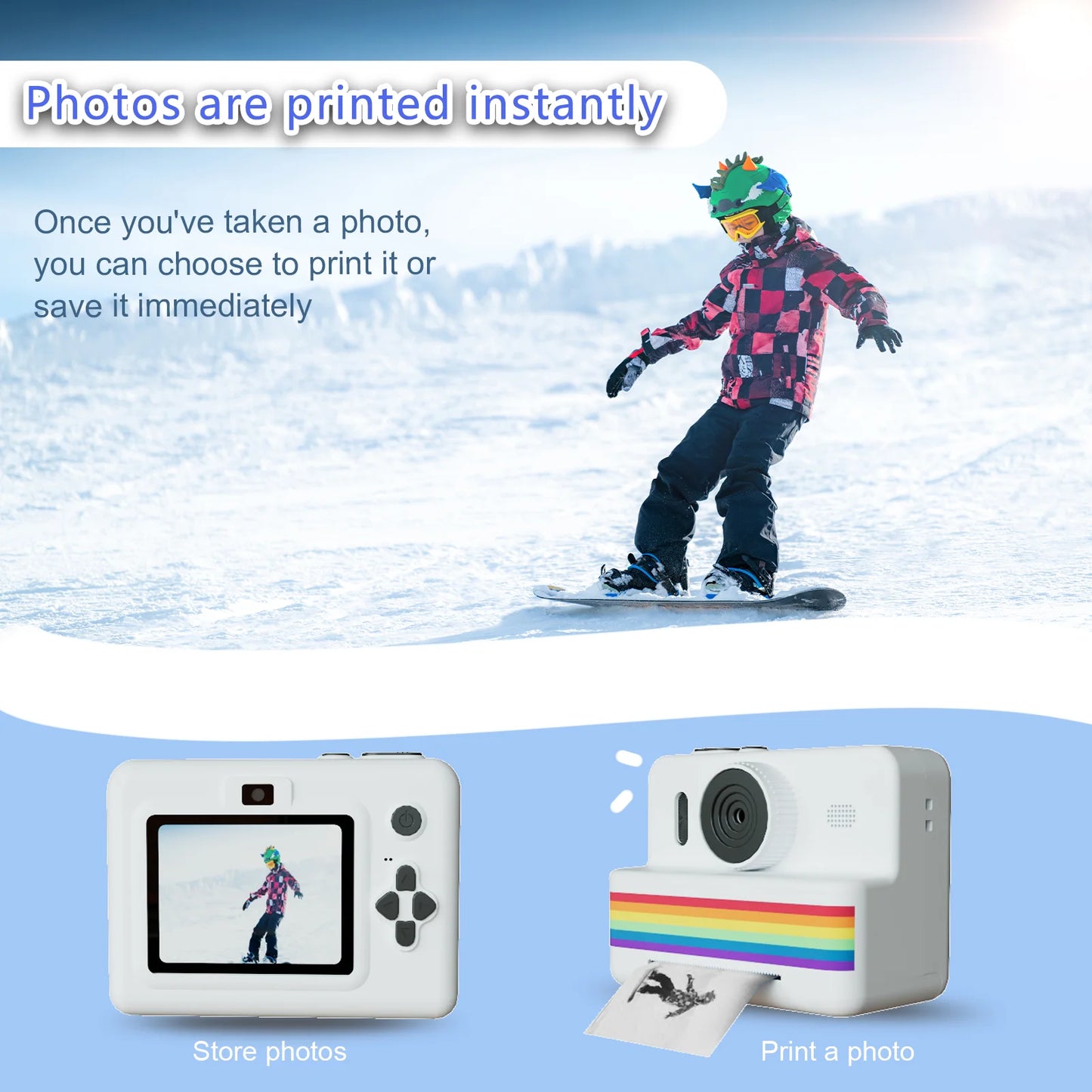 Cámara digital para niños para fotografía Mini impresora térmica portátil Impresión instantánea Cámara de fotos para niños Juguete de video HD de 2.8 pulgadas Regalos