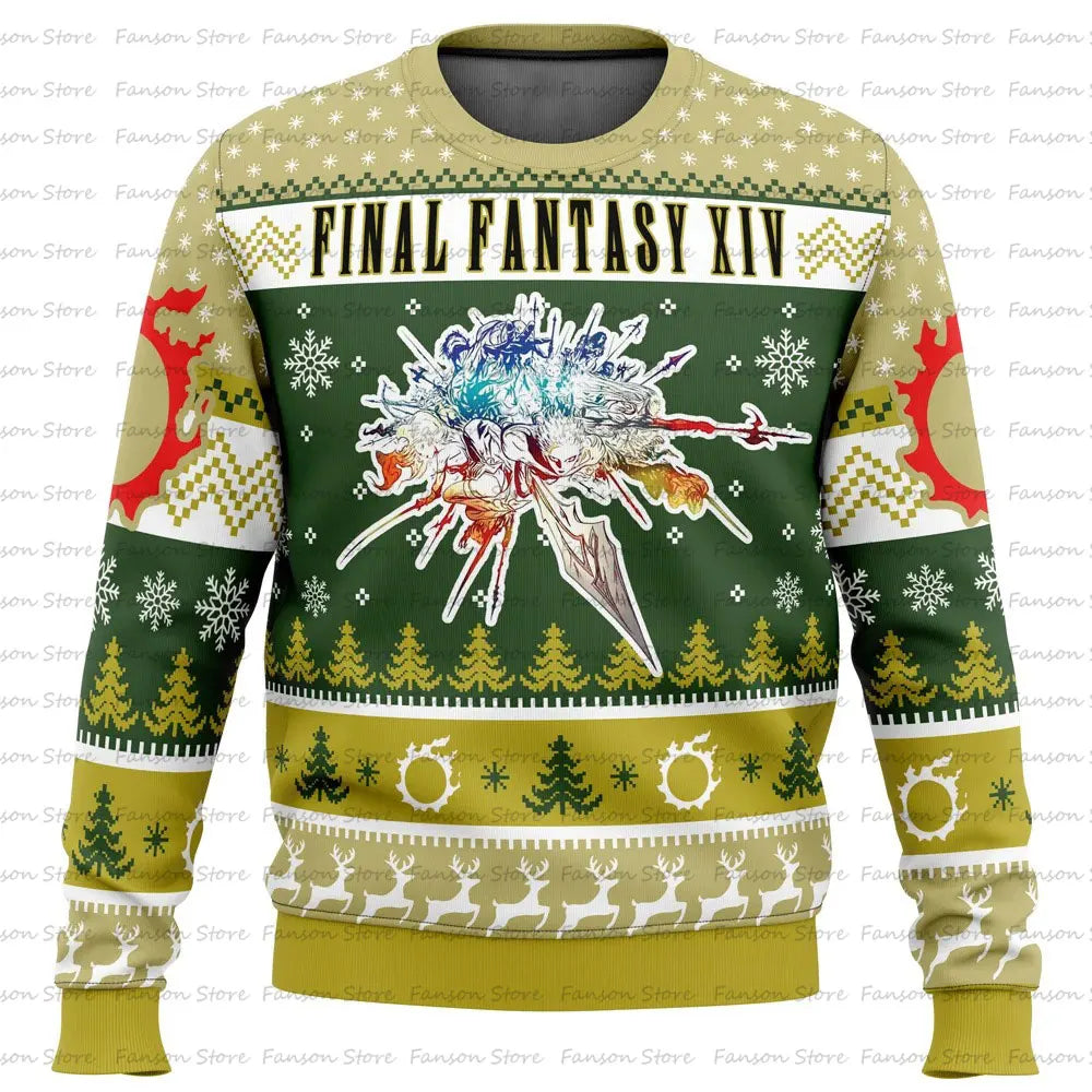 Final Nette-Rib de Navidad Anime Cartoon para hombres y mujeres, Sudadera con capucha para pareja, rib, Y-2025, 7 VII FF7 en-ly, Nueva moda