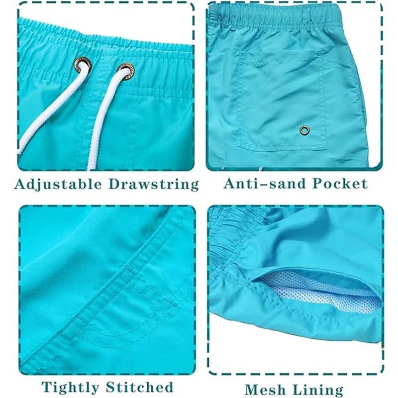 Maillot de bain pour hommes avec doublure en maille poches latérales short de plage solide séchage rapide léger cordon de serrage short de bain maillot de bain d'été
