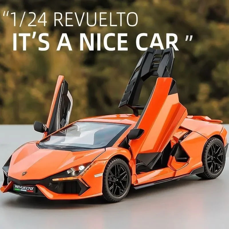 Modèle de supercar 1/24 avec son et lumière — collection miniature, cadeau d'anniversaire garçon