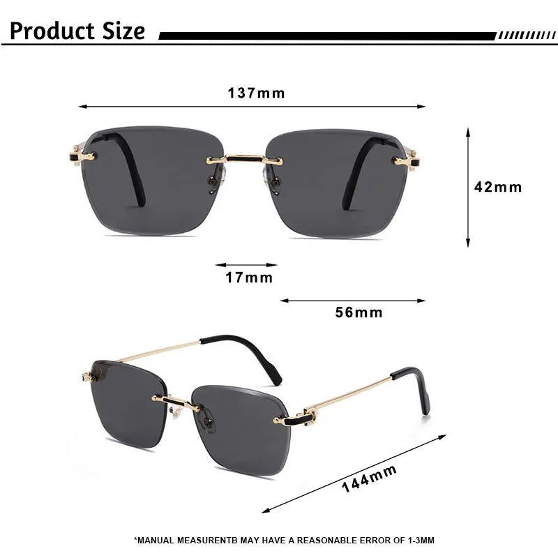 HBK Nueva montura sin montura Gafas de sol Hombre Gafas de sol degradadas Mujer Retro Negocios Compras UV400 Gafas de sol Hombre