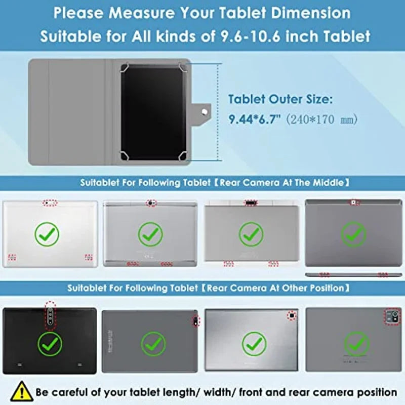 Estuche universal para tableta de 7" 8" 10.1", funda para tableta de 8 pulgadas 10 pulgadas, cubierta de soporte de cuero PET para Android/iOS/Windows de 7-10.5 pulgadas Capa