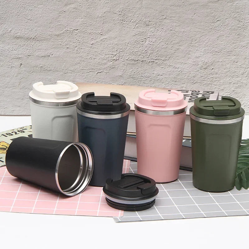 Tasse à café de voyage en acier inoxydable, tasse thermique anti-fuite, bouteille Thermos, thé, café, flacon sous vide, tasses isolées, 380/510ML