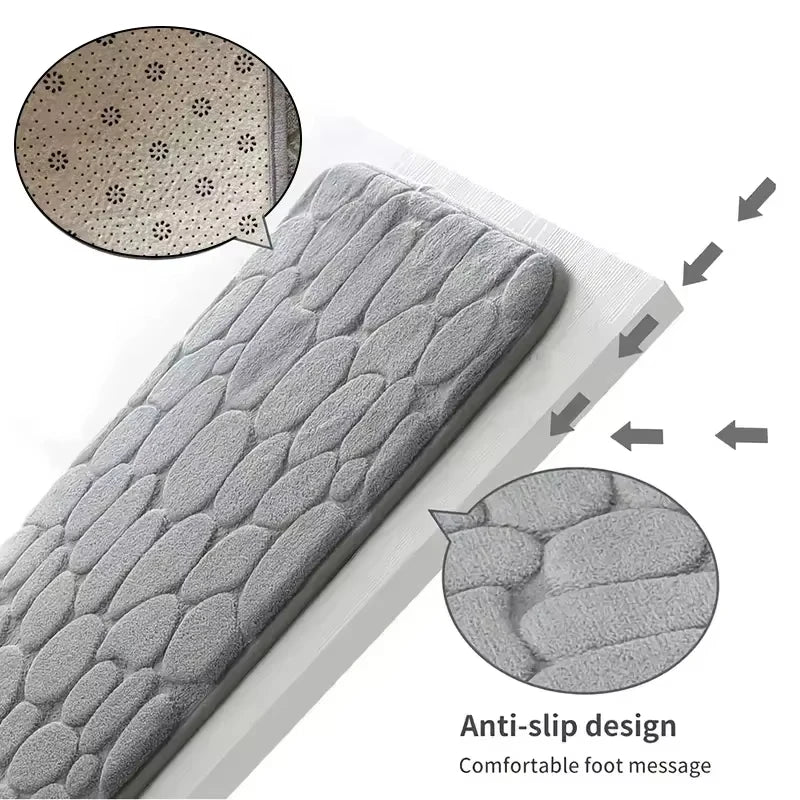 Alfombra de terciopelo gofrado de espuma viscoelástica, 1 pieza, antideslizante, para baño, sala de estar, alfombrilla de suelo pavimentada, decoración del hogar