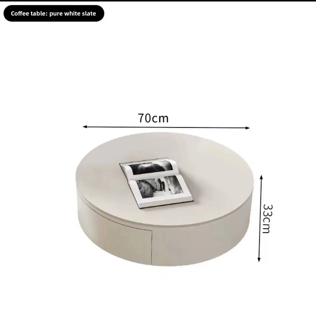 Table basse ronde de salon en acrylique minimaliste — pour filles, restaurant, livres