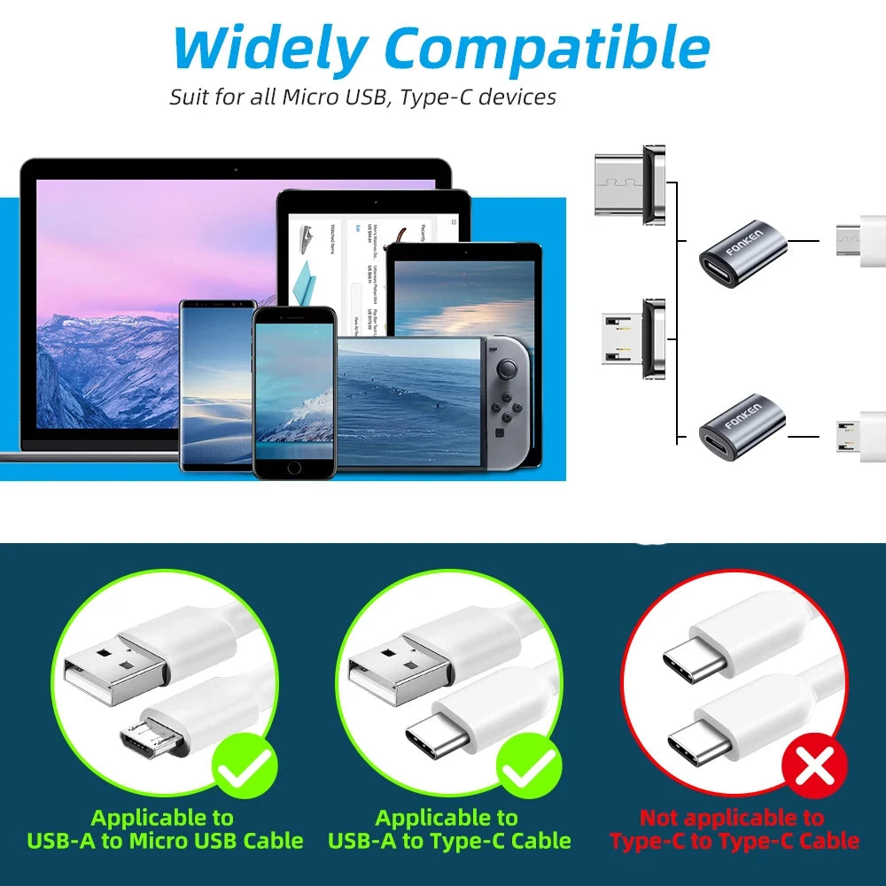 Connecteur Magnétique Adaptateur Téléphone — Micro USB Aimant Type C Android