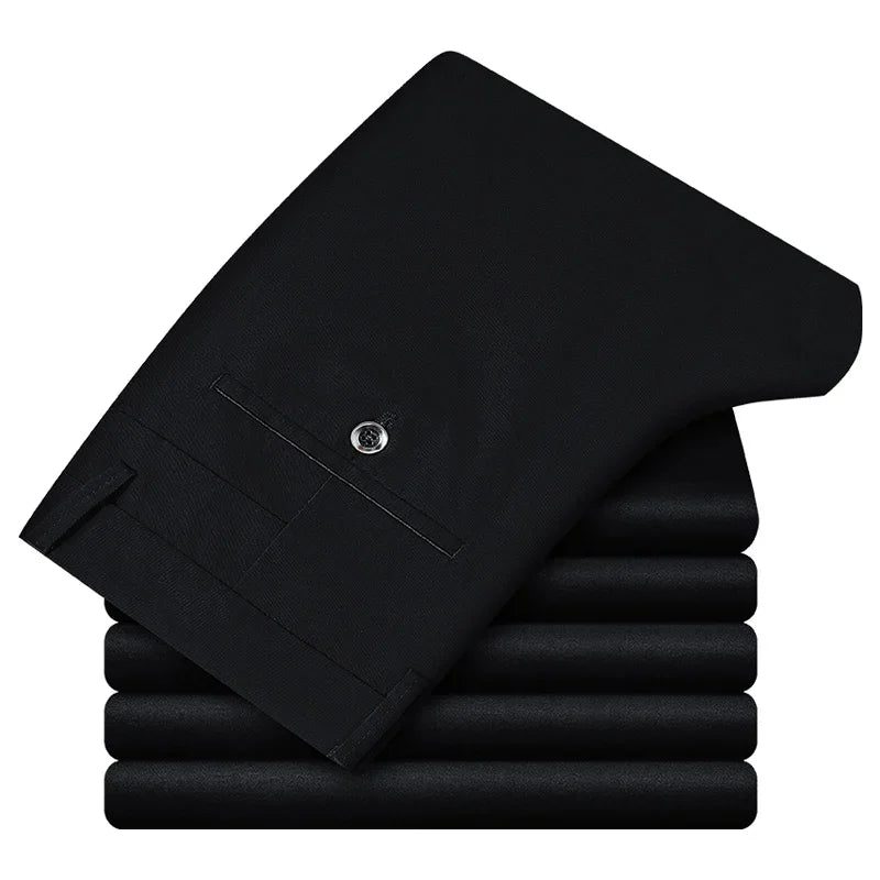 Pantalon décontracté 2024 en coton pour homme — classique, droit, ample, taille haute élastique
