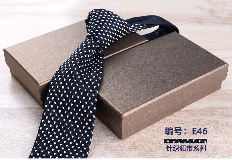 Corbatas de punto retro con rayas para hombres, estilo británico informal, formal de negocios, azul marino, rojo, marrón, corbatas hechas a mano, corbatín para esmoquin