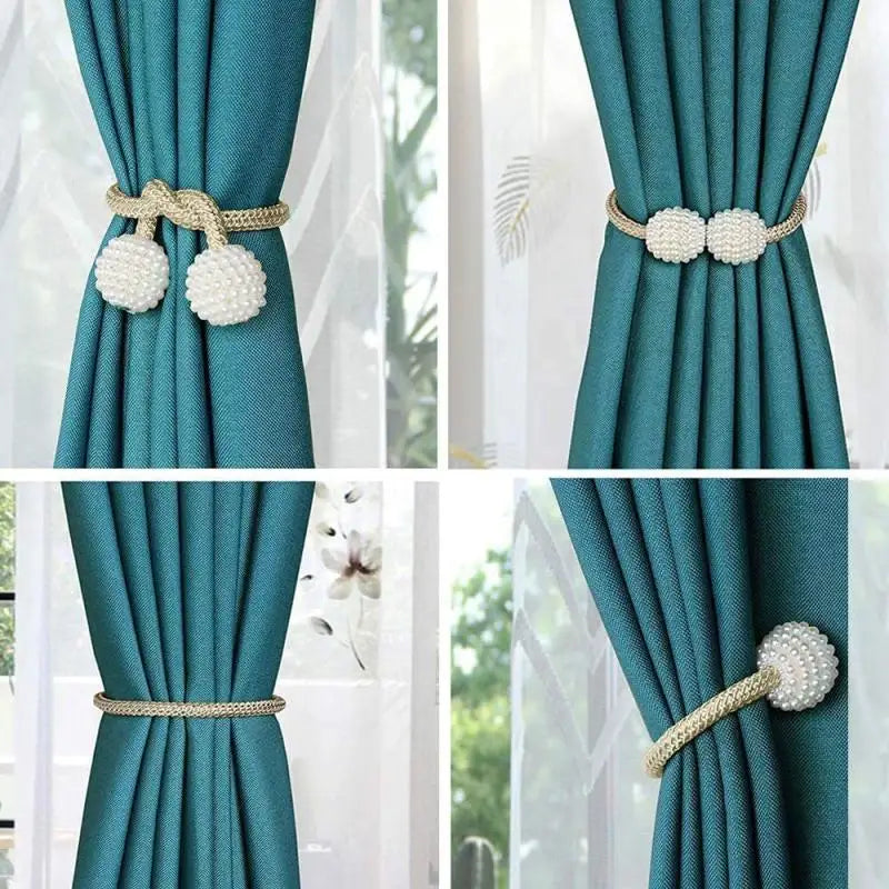 2/4 piezas, perlas magnéticas, clips para cortinas, alzapaños, hebillas, ganchos para colgar, bolas de hebilla, accesorios decorativos para cortinas.