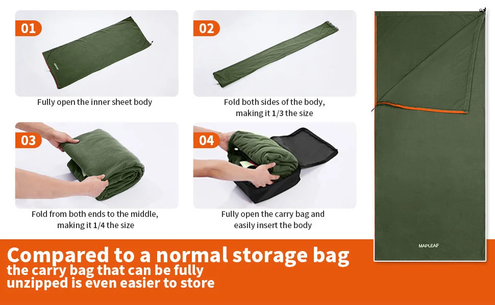 MAPLEAF Doublure de sac de couchage en polaire légère pour l'hiver, drap de sac de couchage, drap de voyage et de camping, doublure de couverture de camping