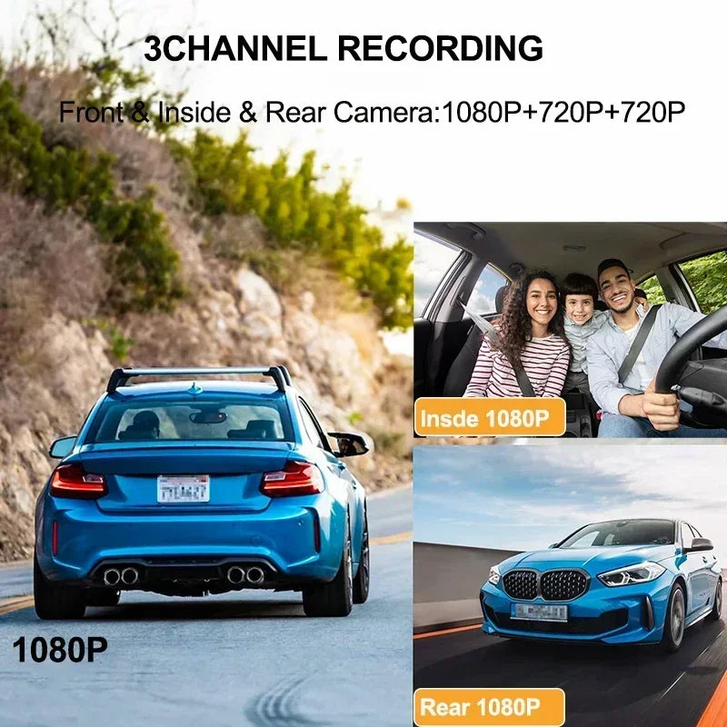 Dashcam WiFi 3/2 Objectifs 1080P — Vision Nocturne Avant Arrière Enregistreur