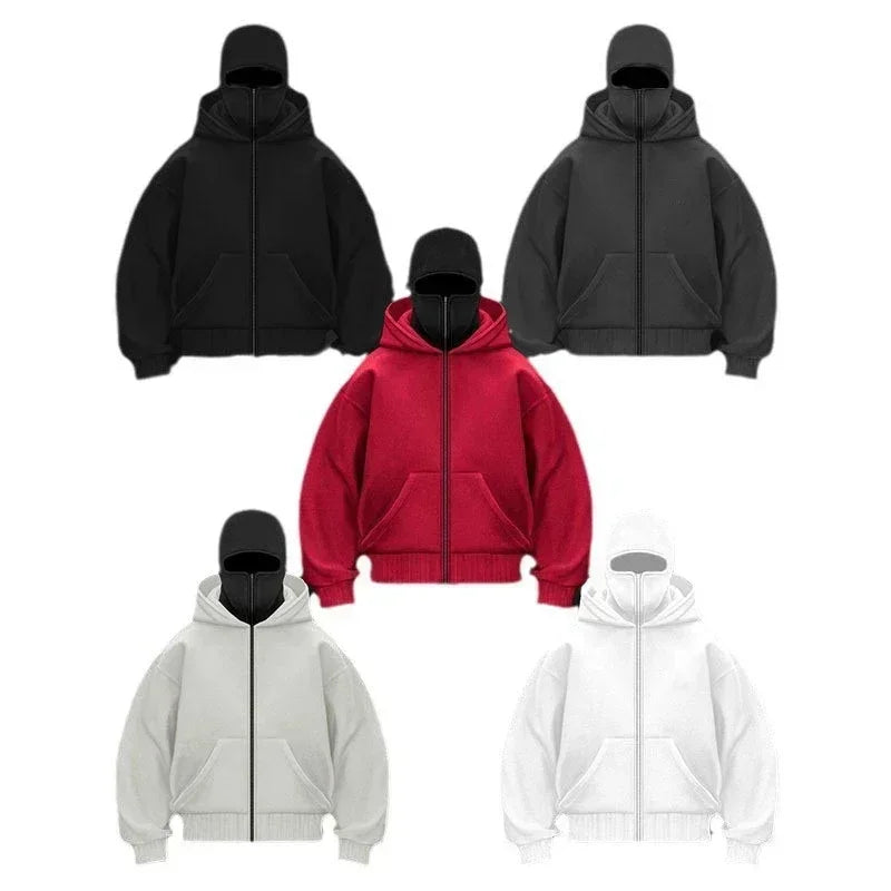 Cagoule Gothique Y2K Harajuku — Sweat Double Capuche Masque Veste Sport Zipper