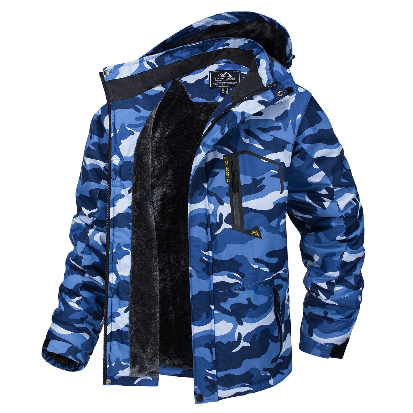 TACVASEN Fleece Lined Mountain Jackets Men Outdoor Hiking Jackets Detachable Hooded Coats Ski Snowboard Parka Winter Outwear