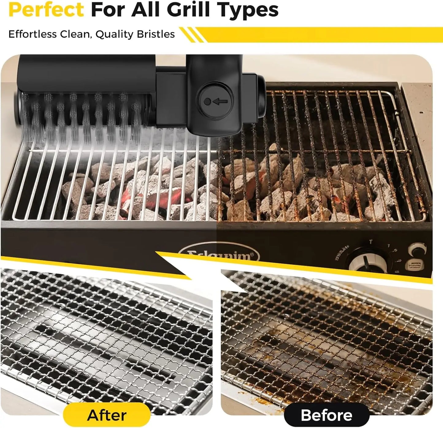 Brosse de nettoyage de barbecue rotative électrique sans fil en acier inoxydable, contrôle de puissance à 3 vitesses pour accessoires de barbecue d'extérieur