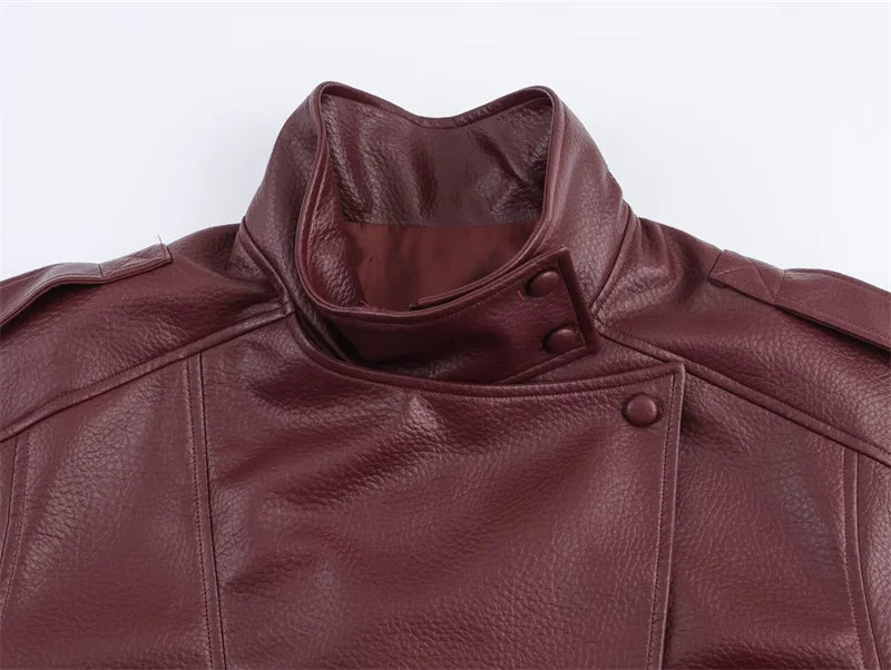 Veste femme automne 2025 nouveau noir à manches longues galets Faux cuir veste moto Style personnalité mode