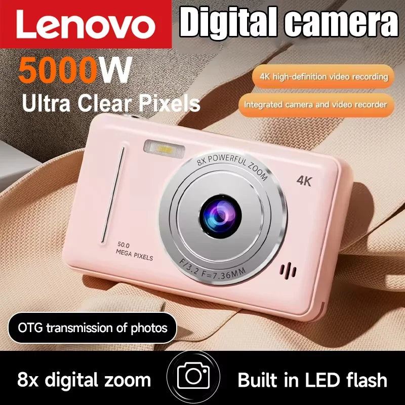 Appareil photo numérique rétro CCD portable — double caméra, flash, 50 MP, mise au point automatique