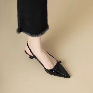 Sandalias de mujer de encanto retro en burdeos con puntera puntiaguda, tiras individuales y tacones bajos sandalias Mujer Zapatos de verano Mujer