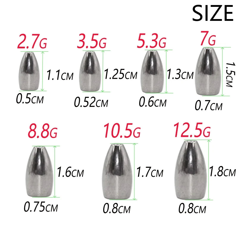 Poids de balle en alliage antémonie, 20 pièces, pour plate-forme Texas, poids de pêche avec noyau en plastique, plate-forme caroline, leurre, accessoires de bar