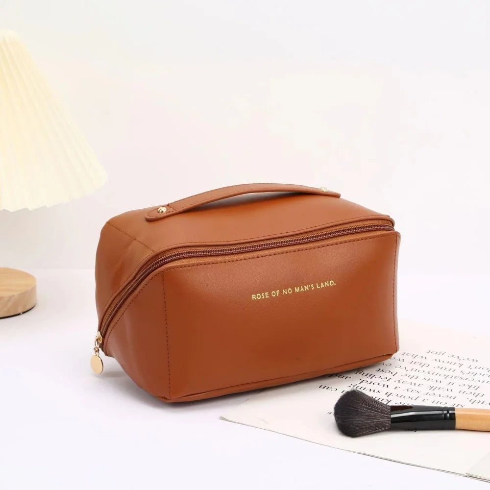 Bolsa de almacenamiento de cosméticos de viaje portátil, bolsa de maquillaje de gran capacidad, impermeable, para belleza y cuidado de la piel, almohada de belleza, neceser