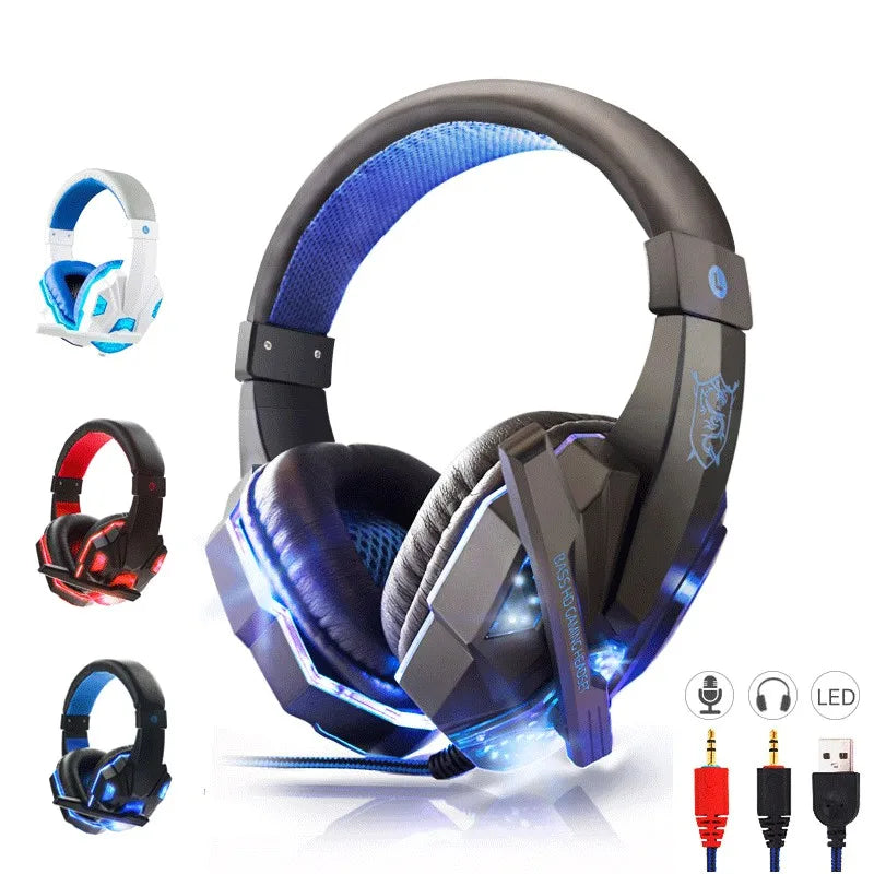 Casque gaming basse avec micro — supra-auriculaire, stéréo, suppression de bruit, PC, téléphone, jeu vidéo (v2)