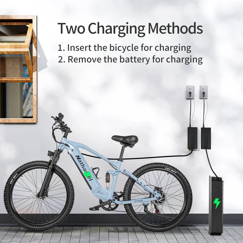 Nathaniel E-Bike, 1000W Brushless Motor, 27.5 Inch Adult Electric Mountain Bike, 45Ah Large Capacity Batteries, 7 Speed, 45KM/H, Outdoor Travel Bike