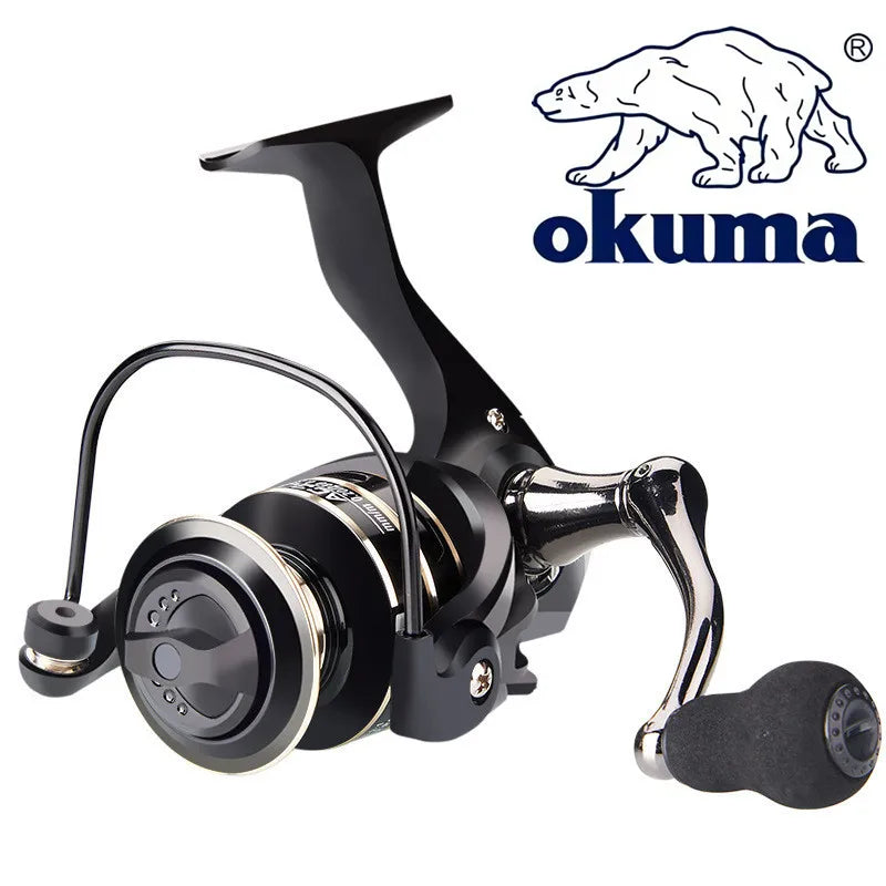 Le plus récent OKUMA AC2000-7000 Moulinet De Pêche En Métal Balle Grip Spinning Reel 5.2:1 Métal Moulinet Tasse 12KG Max Drag