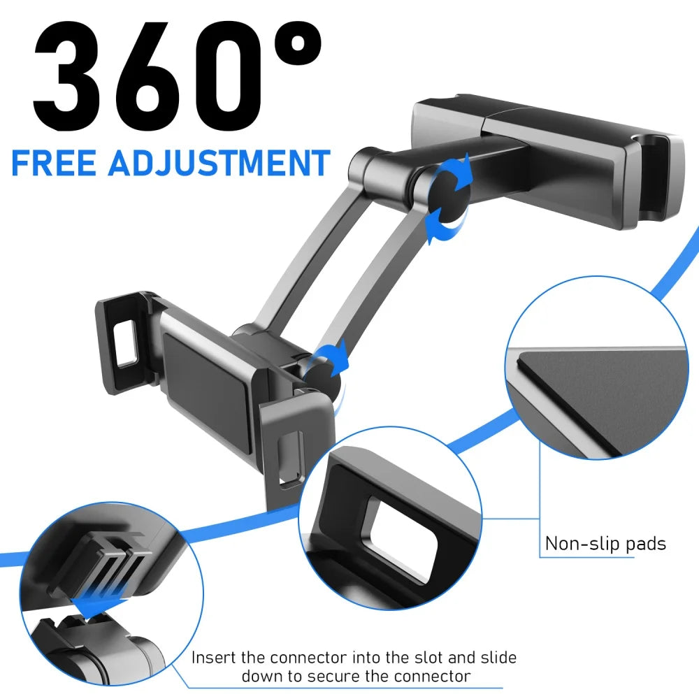 Car Seat Back Telescopic Phone Tablet Holder Headrest Adjustable Universal Tablet Mount for 4.7-12.3 Inch Car Accessories