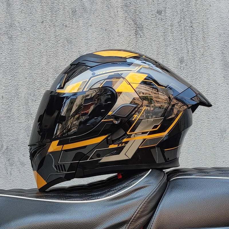 ORZ Motorcycle Helmets Dual Visors DOT Approved Modular Flip Up Helmet Full Face Motorcycle Racing Helmet Motocross Helmet DOT