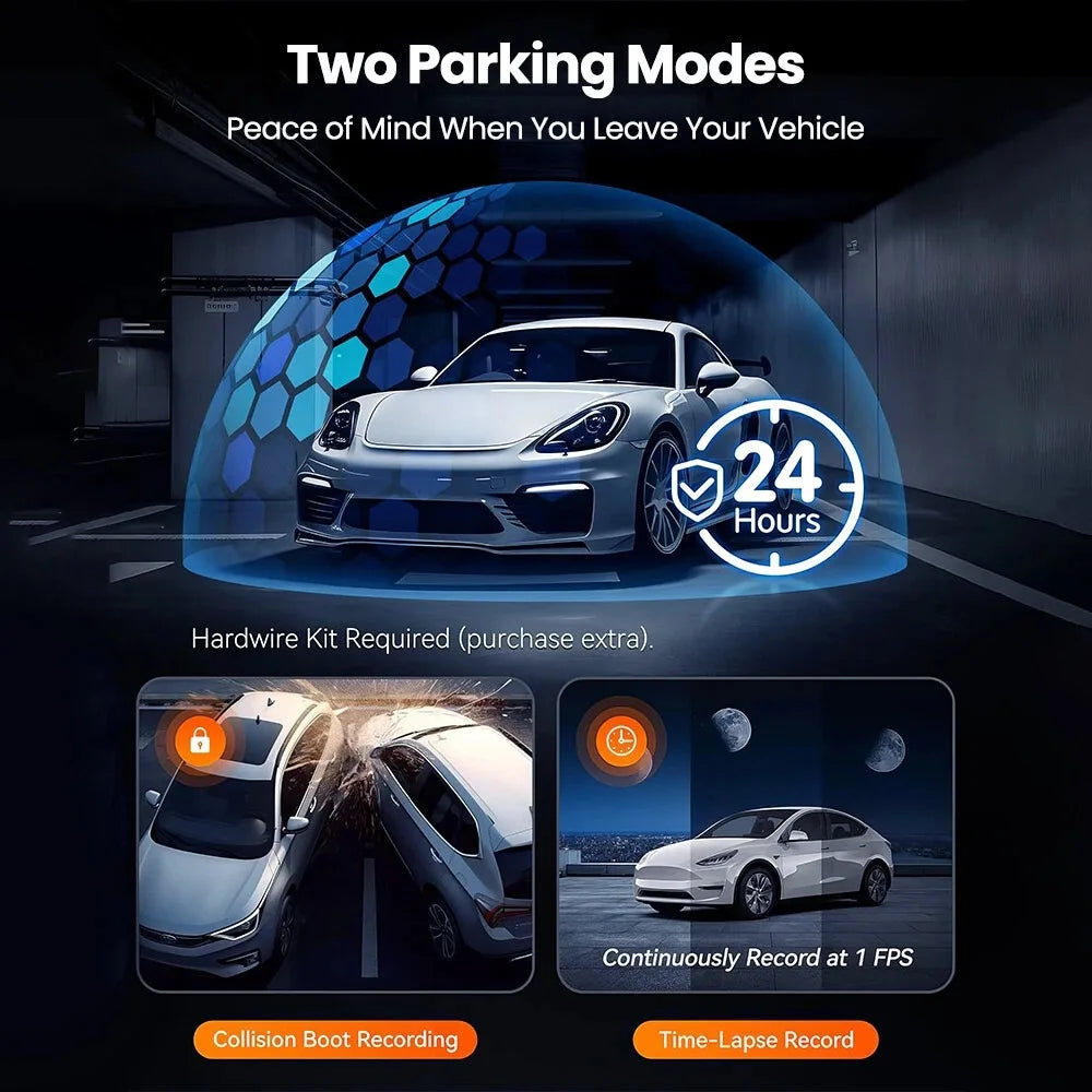 Dashcam 4K 4 Canaux 360° — WiFi GPS Vision Nocturne Avant Arrière Gauche Droite