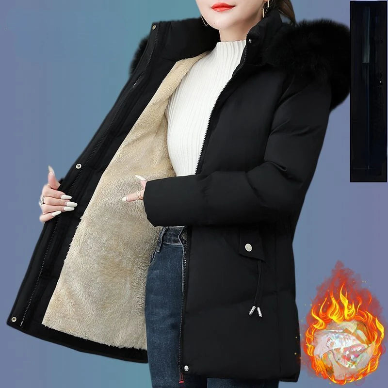 Veste à capuche en coton Smile pour femme, manteau d'optique, parkas chaudes en fourrure, coupe-vent, super chaud, vêtements pour femmes, hiver