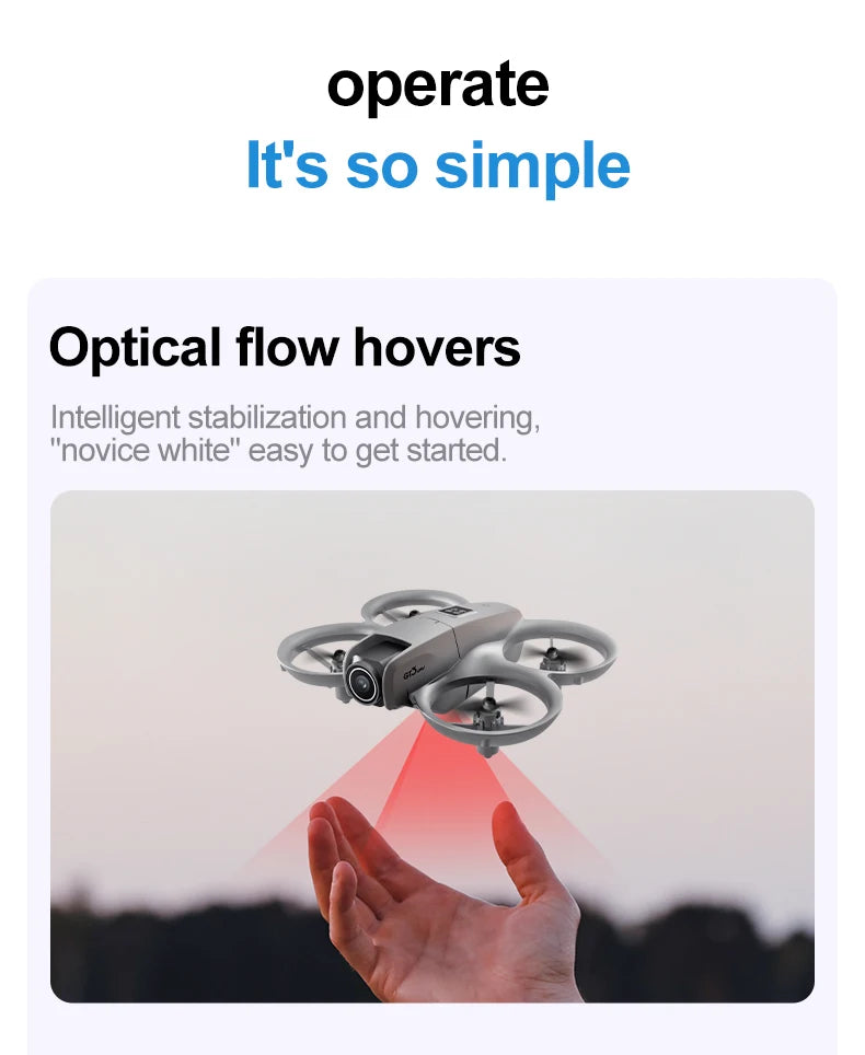 Drone 8K HD grand écran — positionnement flux optique, moteur brushless, évitement intelligent d'obstacles