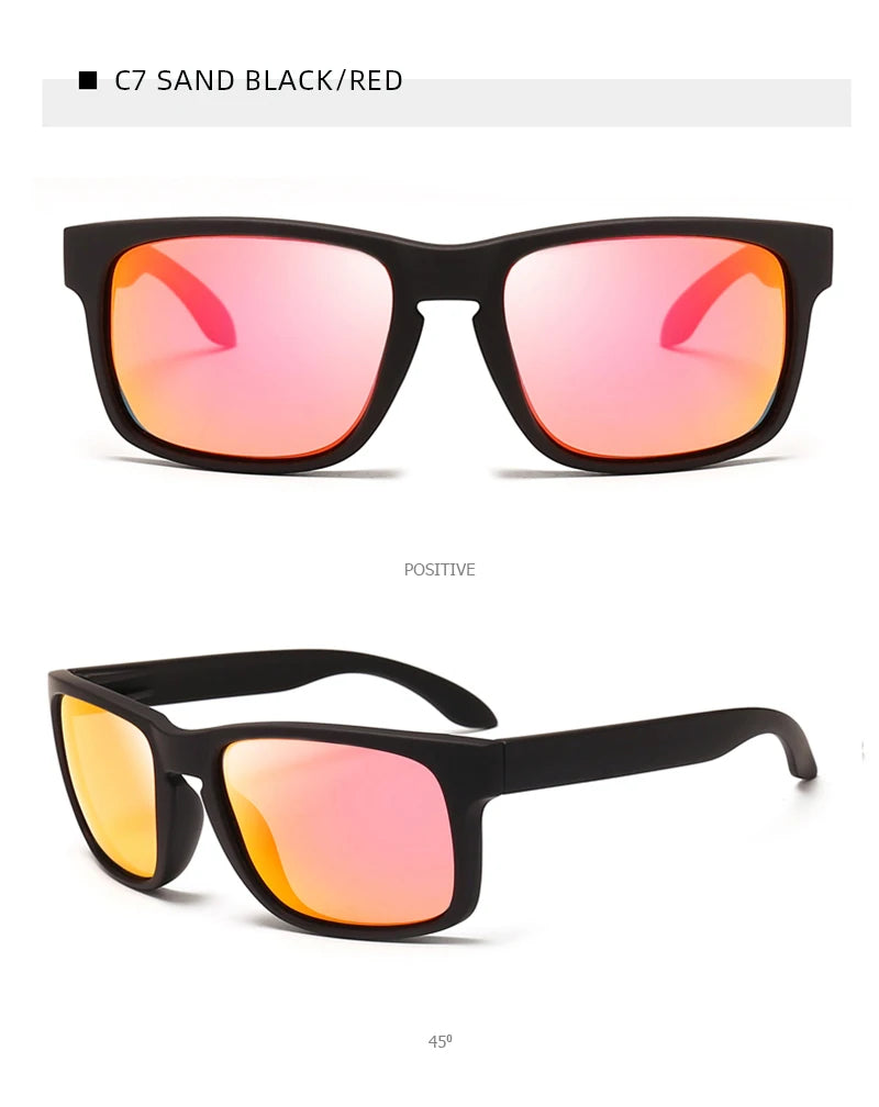 Lunettes de soleil polarisées carrées classiques pour hommes et femmes, Vintage, en plastique, élégantes, noires, pour Sports de plein air, UV400