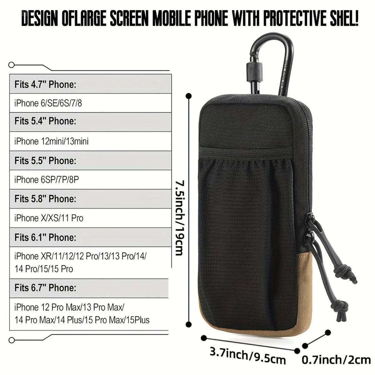 Sac de taille de sport multifonctionnel noir pour alpinisme et randonnée en plein air, sac pour téléphone portable, sac d'alpinisme en plein air, 1 pièce