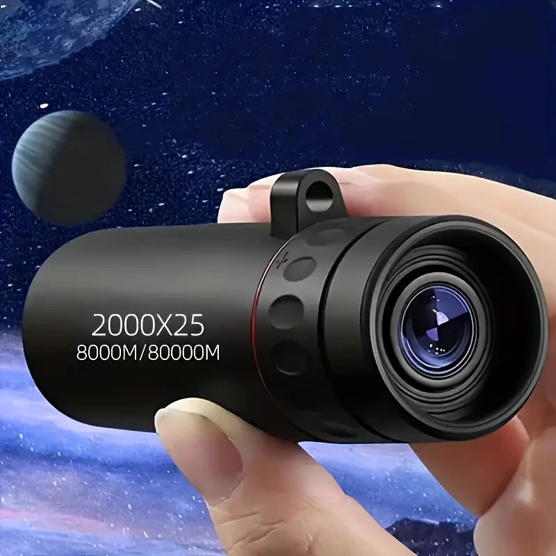 Télescope monoculaire HD 2025 2000X25, portable compact pour les voyages, la randonnée, la pêche, le camping, l'observation des étoiles, les concerts et l'observation des oiseaux