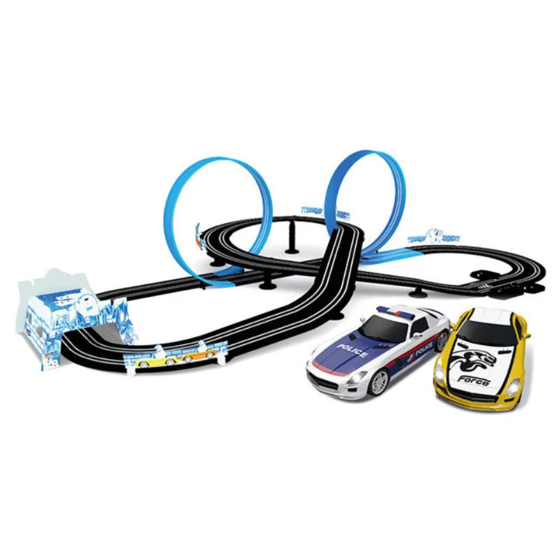 Ensemble de jouets voie ferrée électrique — double télécommande, piste de course, circuit, jouet pour garçons et enfants