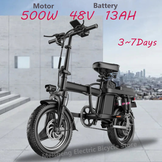 Vélo Électrique Pliable 500W 48V 13AH 2025 — 14 Pouces Ville Neige