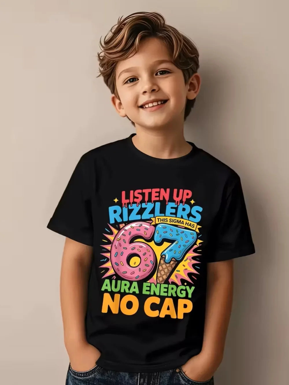Nouveau T-shirt d'été 2026 pour garçons, motif 'Brain Rot 67 Six Seven' drôle, thème gamer et meme, pour parents et enfants, 6-7 ans, style Y2K