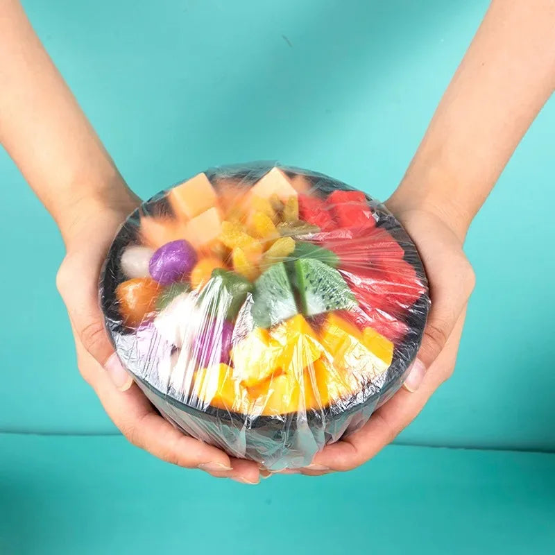 Envoltorio de plástico desechable Saran Wrap, tapa elástica de calidad alimentaria, bolsa de plástico para conservar la frescura, accesorios de almacenamiento de cocina