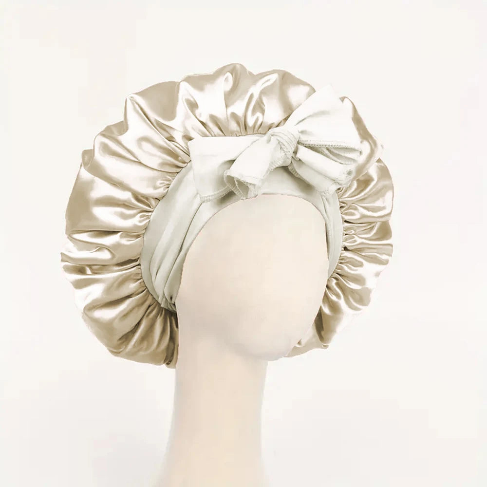 Bonnet réglable en satin pour hommes et femmes — dormir, cheveux, bande lourde