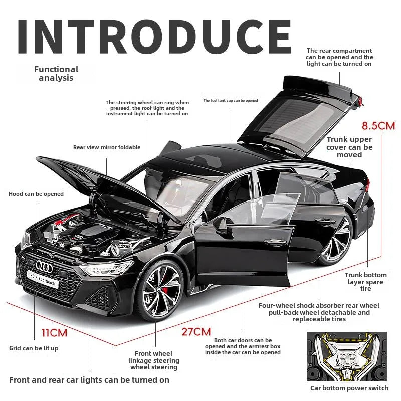 Officially Licensed 1:18 AUDI RS7 Sportback Alloy Car Model, Collectible Miniature Car, Home Decor, Birthday Gift for Boyfriend