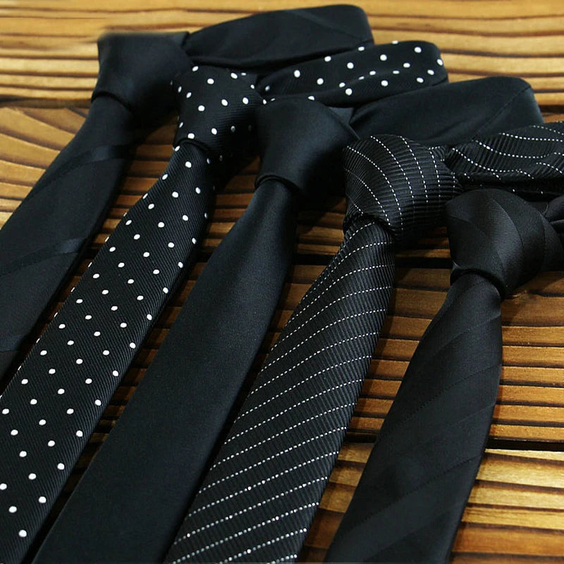 Cravate slim 5cm pour hommes — polyester, rayé, points, solide, Jacquard, affaires, fête