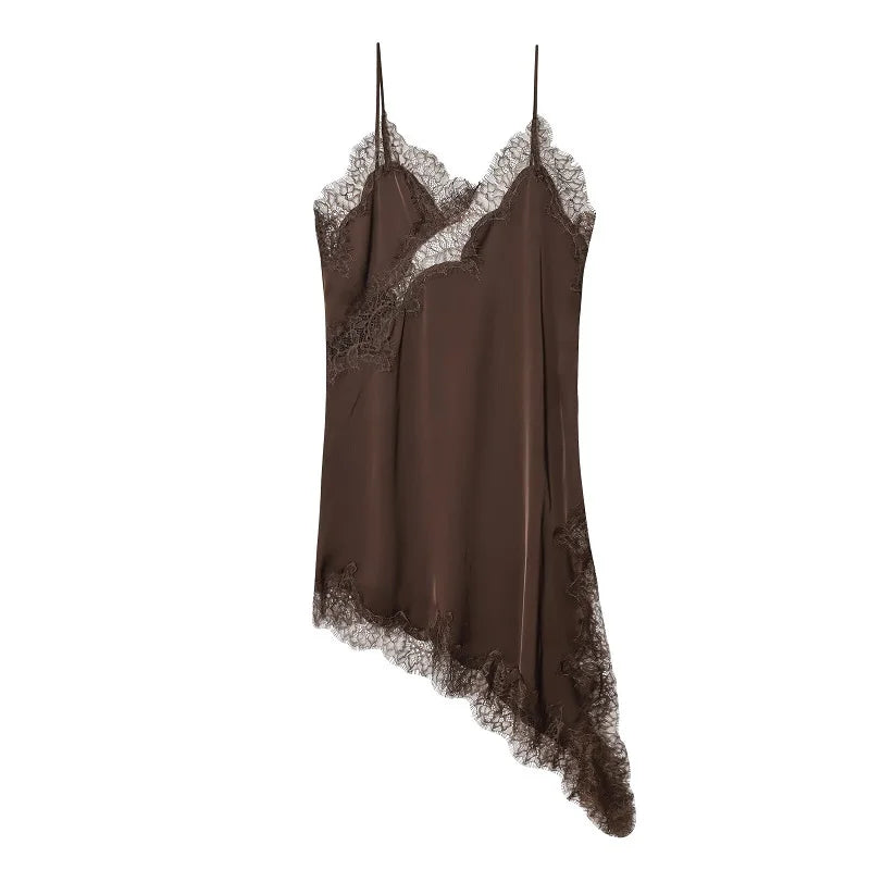 WOMEN Lace Slip Mini Dress Women Satin Backless Summer Dress Female Asymmetrical Party Women Sexy Beach Dresses for Women