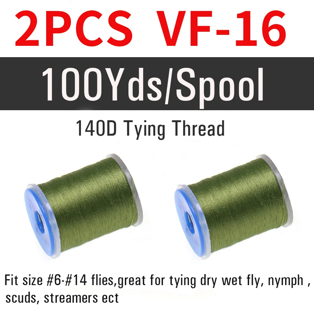 2 pièces de fil à nouer pour la pêche à la mouche 140D # 6~ # 14 Nymphes sèches et humides, Matériel de montage de mouches streamer, Fil, Fixateur de bobine, Outil de montage de mouches