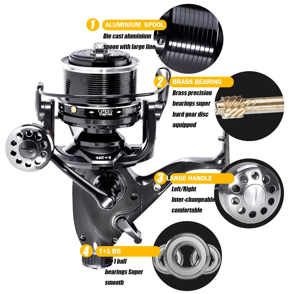 Nouveau Moulinet De pêche à la carpe moulinets à filature Max Double traînée 27kg 12 + 1BB Carretilha De Pesca accessoires Mar Peche En Mer sel/eau douce