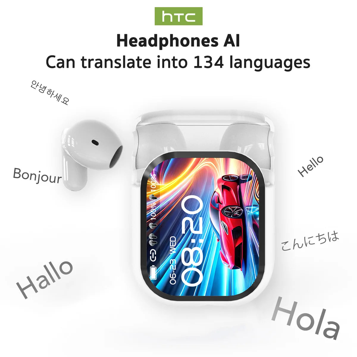 Écouteurs Bluetooth 6.0 avec traducteur IA — OWS, écran LCD tactile, sport, stéréo HD, longue autonomie
