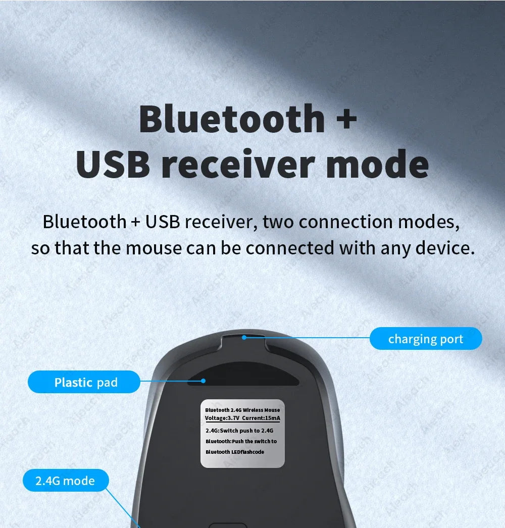 Souris Bluetooth sans fil Portable compacte ergonomique 2.4G USB silencieuse 1600DPI 500mAh Rechargeable pour PC tablette ordinateur Portable MacBook