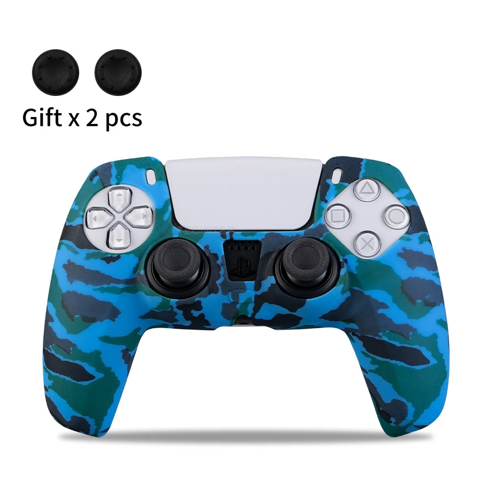 Housse de protection en silicone pour manette de jeu Slim — étui en caoutchouc antidérapant avec capuchons de poignées de pouce